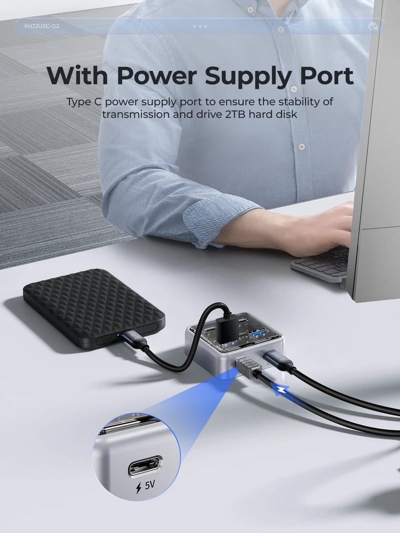 ORICO Metal Material Usb Hub 10Gbps With 2 USB A Port and 2 USB C Port USB3.2 hub Splitter is suitable for all Macbook Mac Mini