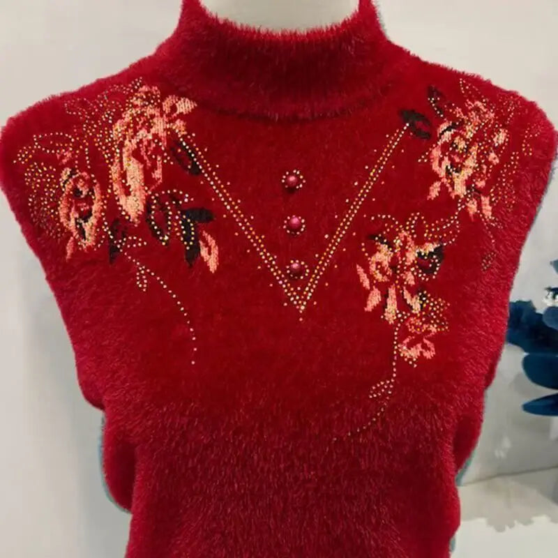 Pulls Femmes Printed Vintage Knit Cashmere Winter Clothes Woman Thicken Warm Spring Autumn Sweater Tops Mother Knitwear Jumper