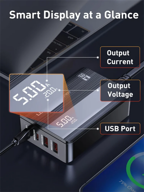 ឆ្នាំងសាក LDNIO 100W GaN PD លឿន PPS រន្ធ USB C ច្រើនរន្ធ សម្រាប់ iPhone 16 15 14 13 Pro Max Samsung Galaxy S23 Xiaomi Huawei