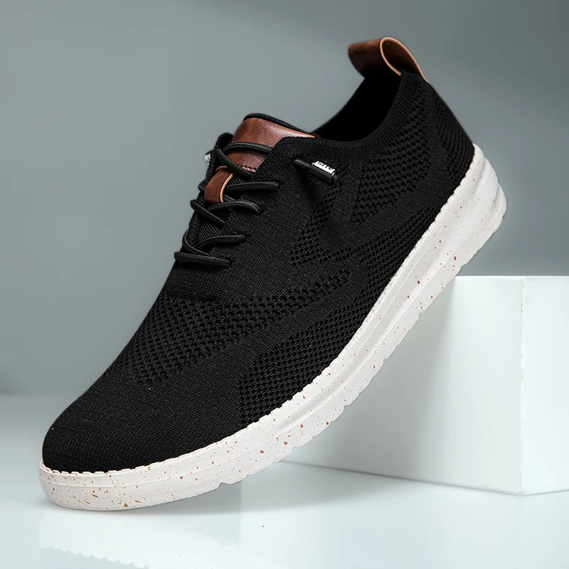 Men's Mesh Brogue Casual Sneakers Wide Toe Box Breathable Knit Upper Lace-Up Summer Lightweight Comfort Shoes Big Size 48 49 50