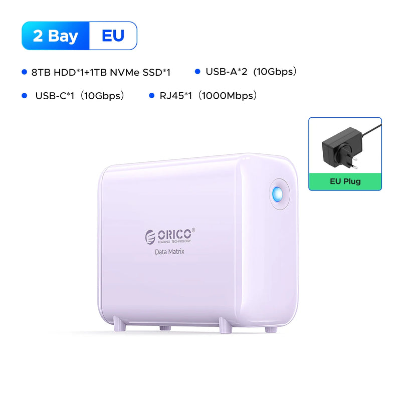 ORICO DataMatrix Editing Hybrid Converged Storage WD Red HDD,NVMe SSD,RGB Aura ,10Gbps USB & RJ45,Seamless Workflow for Creators