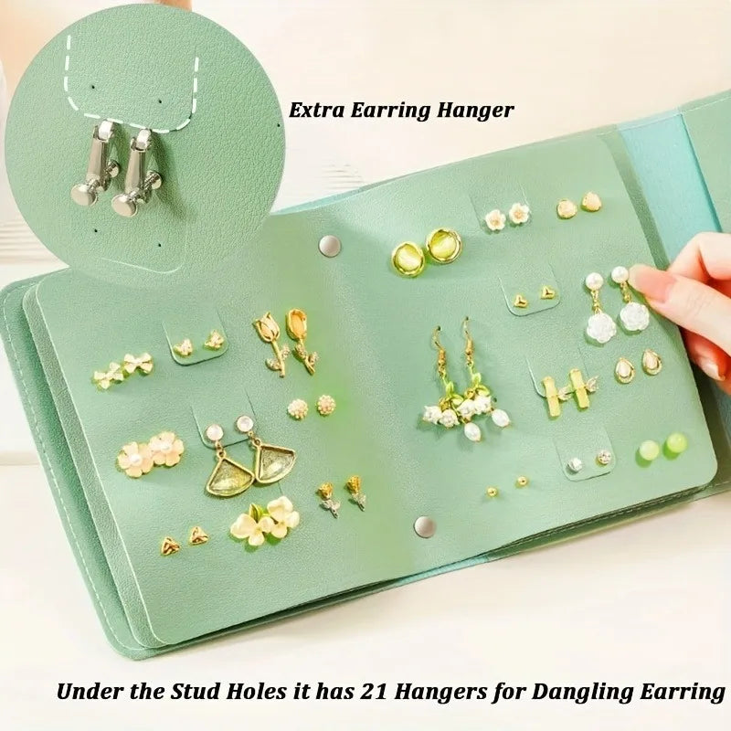 1pc Multifunctional Large Capacity Display Earring Necklace Storage Box,Portable,Suitable for Studs,Hoops and Pendant Earrings