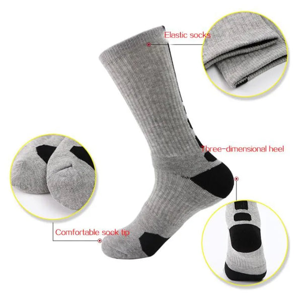 WRELS 1/2/3 Pairs Sports Basketball Socks Moisture-Wicking Running Socks Men Cushioned Outdoor Athletic Crew Compression Socks