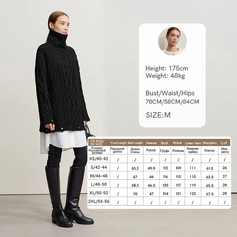 Amii Turtleneck Sweaters For Woman 2026 Winter New Warm Retro Long Sleeves Sweater Loose Pullover Knitting Women's Top 12544155