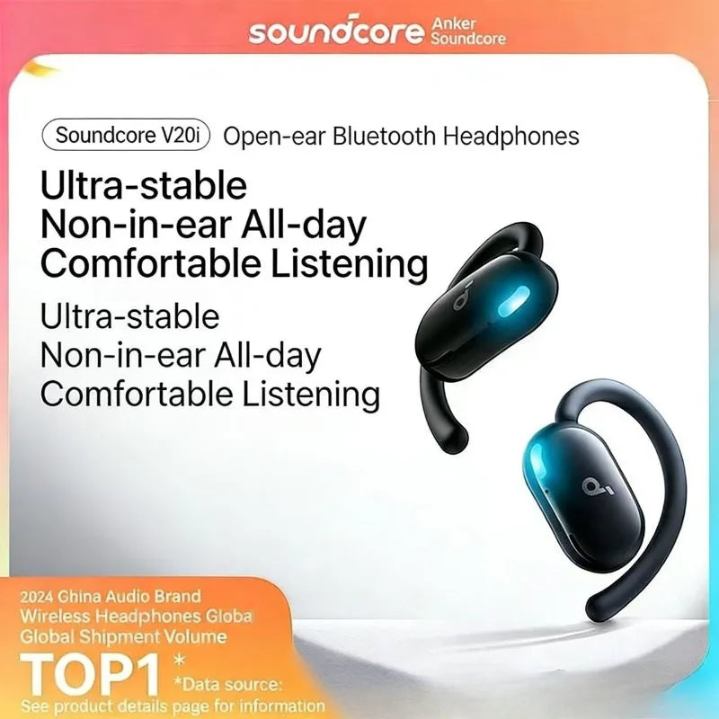 កាសស្តាប់ត្រចៀកប៊្លូធូស SOUNDCORE V20i បើកកម្មវិធីកាត់បន្ថយសំឡេងរំខានកីឡា កាសស្តាប់ត្រចៀកព្យួរសម្រាប់ភ្ជាប់ជាមួយឆ្អឹង