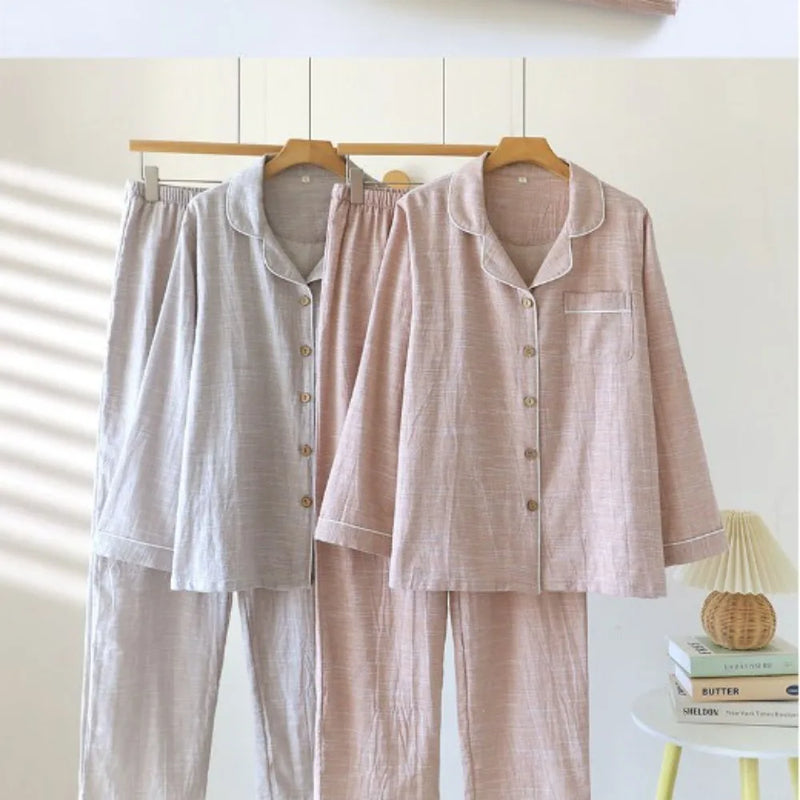 Couple Set Long Sleeves Trousers 2Pcs Pyjamas Suit Pijama Women Men Loungewear New Spring Autumn Homewear Soft Casual Pajama