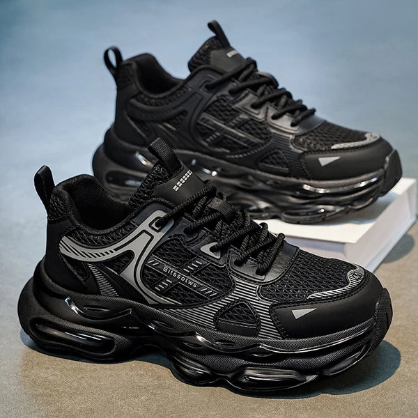 Chunky sneakers Men's casual four seasons breathable light non slip black fashion soft sole outdoor comfort running sports shoes