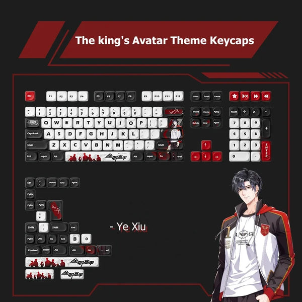 Akko The king's Avatar Theme Keycap Set MOA Profile PBT Dye-sublimation 137-Key Anime Characters Keycaps for Mechanical Keyboard