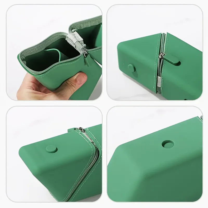 1pc Stylish Silicone Pen Holder, Foldable Large Capacity Expandable Desktop Pencil Case for Office & Study Use.Pencil Case