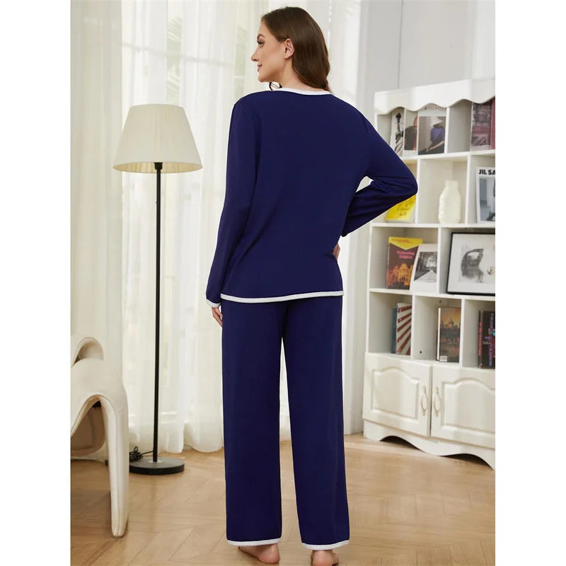 Pajamas For Women Comfortable Long Sleeve Pant Set European Casual Home Clothing New Spring Autumn Sleepwear Pijama Mujer