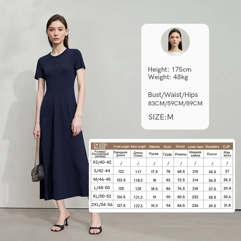 រ៉ូប Amii Womens Summer 2026 រ៉ូបថ្មីដៃខ្លី O-Neck ងាយស្រួលប្រើ រ៉ូបវែងសម្រាប់នារី រលុង ធម្មតា 12622108