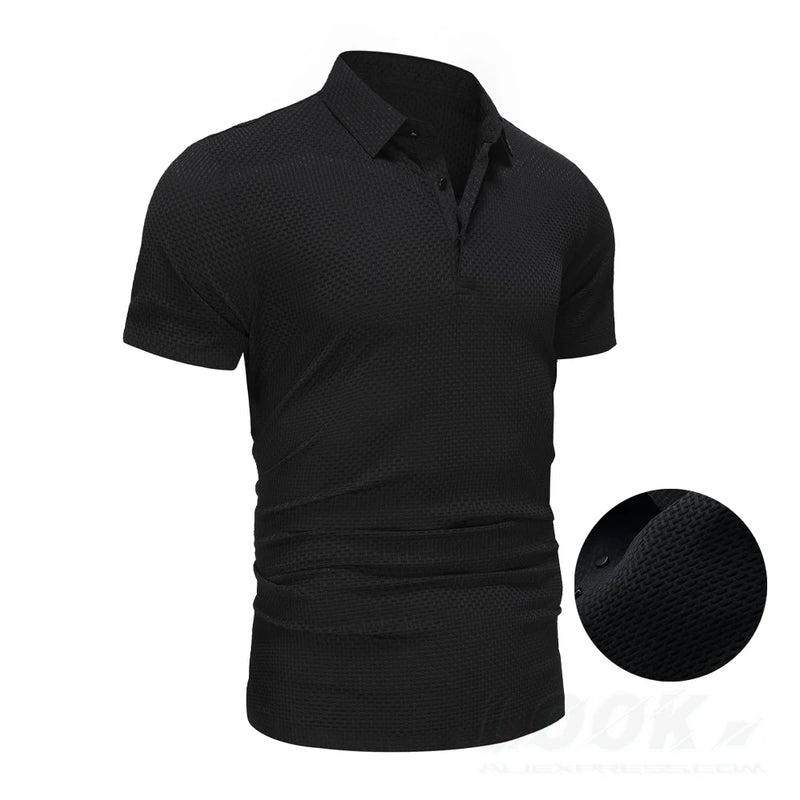 Upto EUR Sizes Tall Man Brand Top-Quality Men's Golf Shirt Lop-up Hollow Short-sleeved Polo Shirt SummerIce Silk Breathable Tee