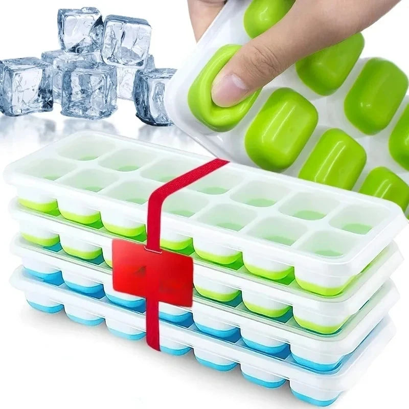 14-Square Ice Tray Ice Cube Tray -Anti-Spill Freezing Mold, Easy Release Non-Stick Ice Maker, Suitable for Drinks and Freshness
