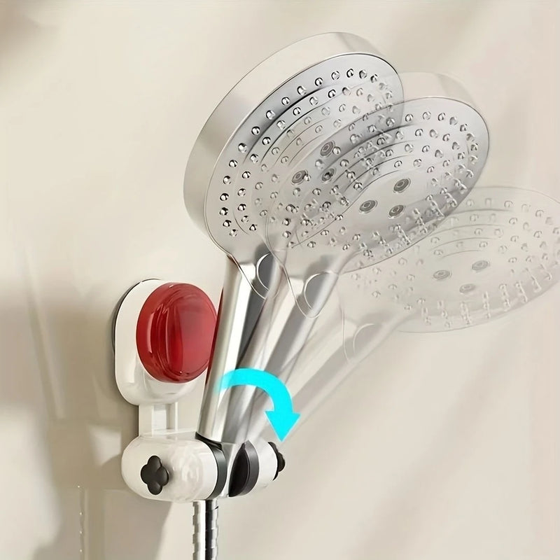 Adjustable Suction Cup Shower Head Holder No Drill Bathroom Wall Mount, Fit for Rainfall & Handheld Showerheads, Durable Plastic