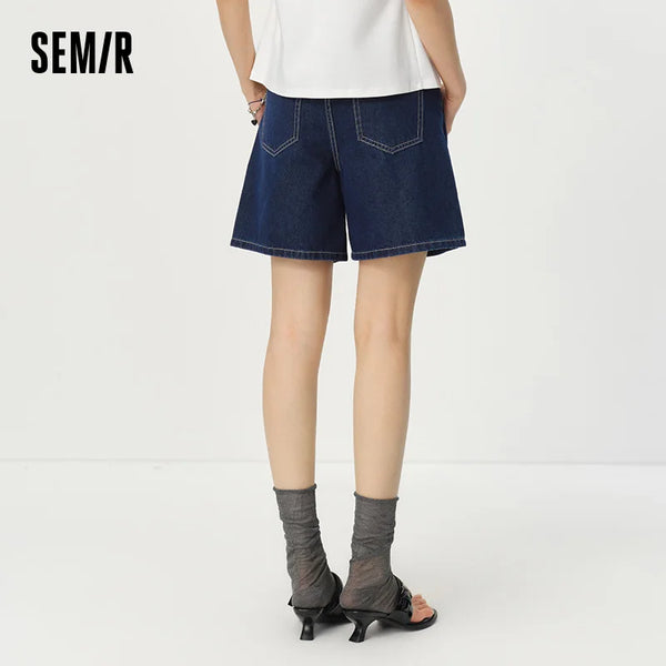 ខោ Semir សម្រាប់នារី ខោ Denim ត្រជាក់ មានអារម្មណ៍ប្រឆាំងនឹងបាក់តេរី រចនាបទ Vintage រាងអក្សរ A ជើងត្រង់ អាវធម្មតាសម្រាប់រដូវក្តៅ ឆ្នាំ២០២៦