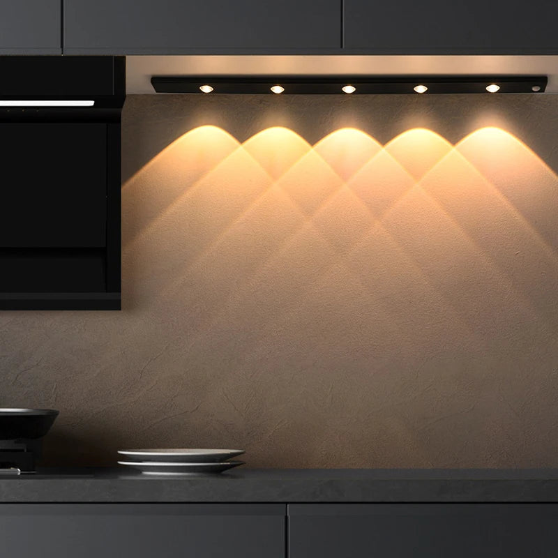 20-50CM LED Kitchen Under Cabinet Light Motion Sensor LED Lamp Ultra Thin USB Rechargeable Night Light Wardrobe Indoor Lighting