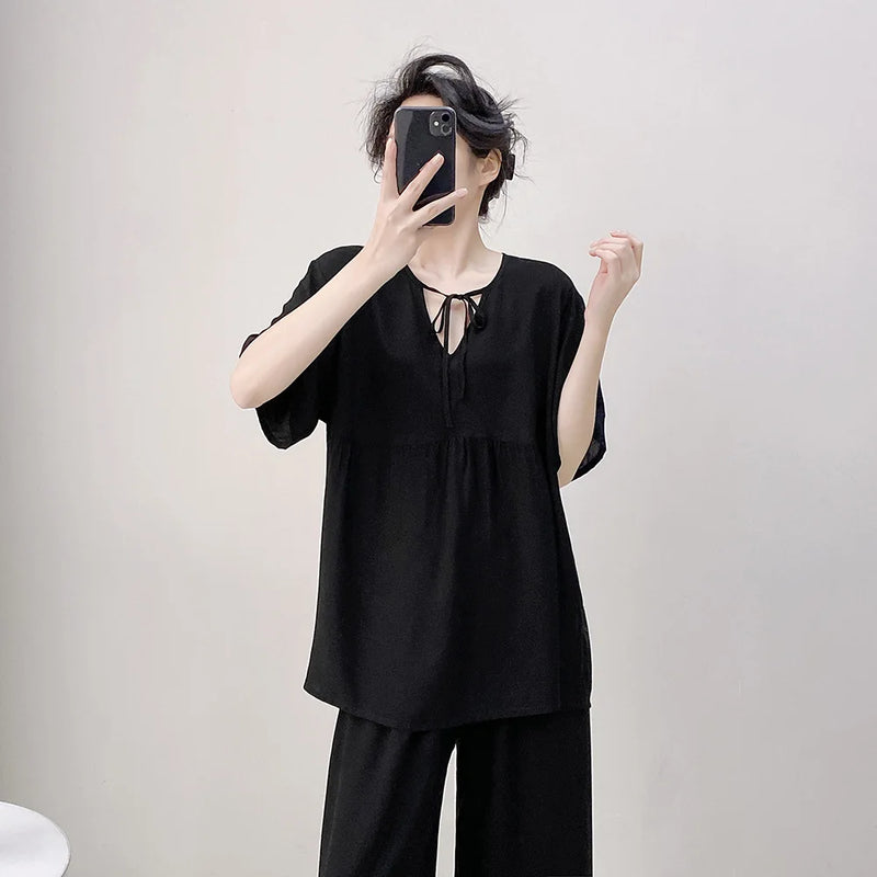 Women’s Summer Pajamas 2 Piece Sets Night Wear for Ladies Short Sleeve Sleepwear Homewear Floral Sleeping Wear for Woman Pijama