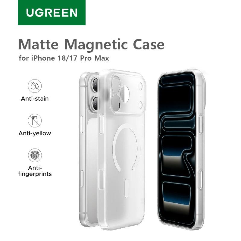 UGREEN Never Yellow Magnetic Case Only for iPhone 18 Pro Max 17 Pro Max Cases Shockproof Cover for Magsafe Macsafe Cases