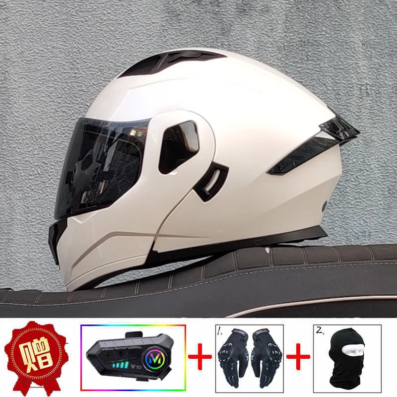 ORZ high-quality motorcycle professional racing flip helmet ABS material modular dual lens Bluetooth helmet DOT certification