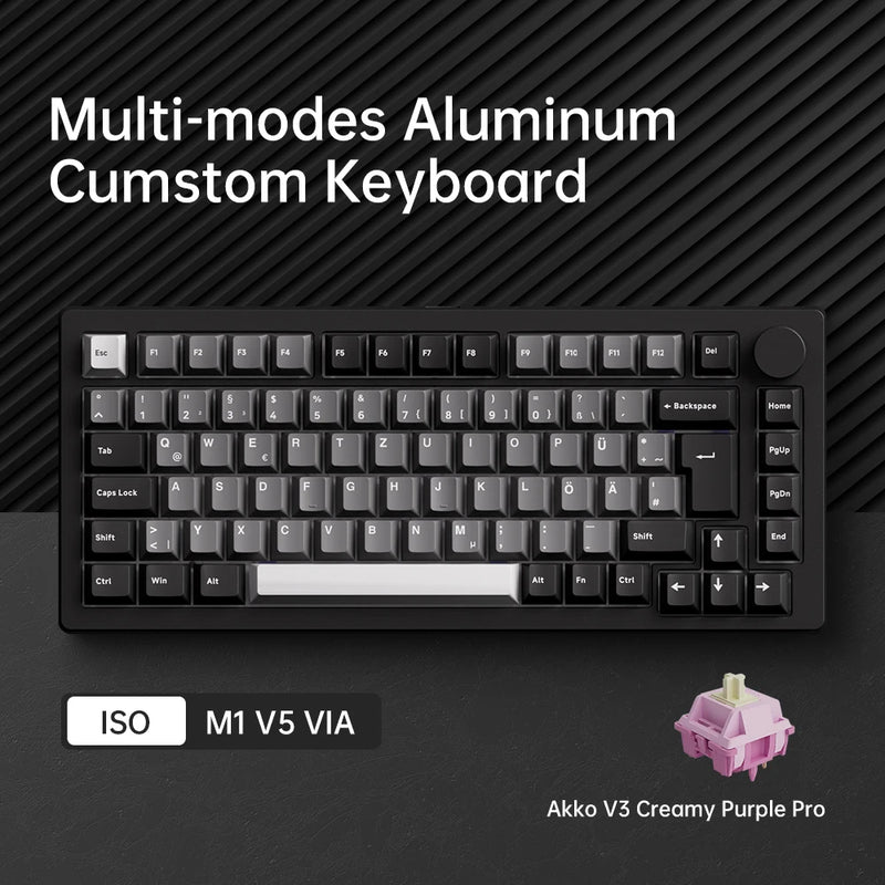 Akko MonsGeek M1 V5 Tri-mode Mechanical Keyboard VIA 75% ANSI/ISO 3/5 Pins Customized Hot-swappable RGB Rapid Disassemble Gasket