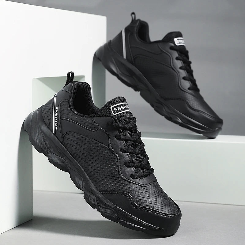 Womens Running Shoes New Leather Lightweight Fashion Casual Lace-up Sneakers Flat Comfortable Tennis Shoes for Women