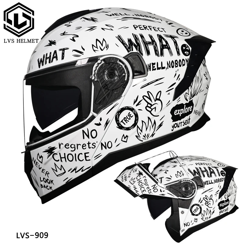 LVS latest motorcycle helmet with built-in sunshade modular flip helmet DOT approved cascos modular roof helmets