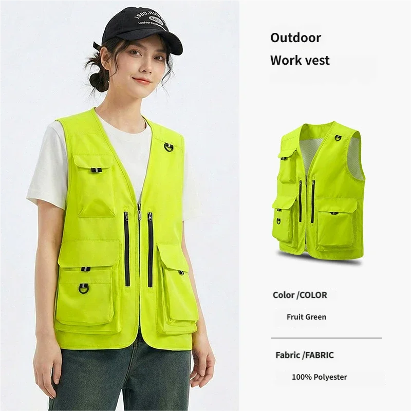 Multi-pocket high-end  Work and leisure vest 12 Fashion colors Summer outdoor fishing lightweight vest  custom logo printed