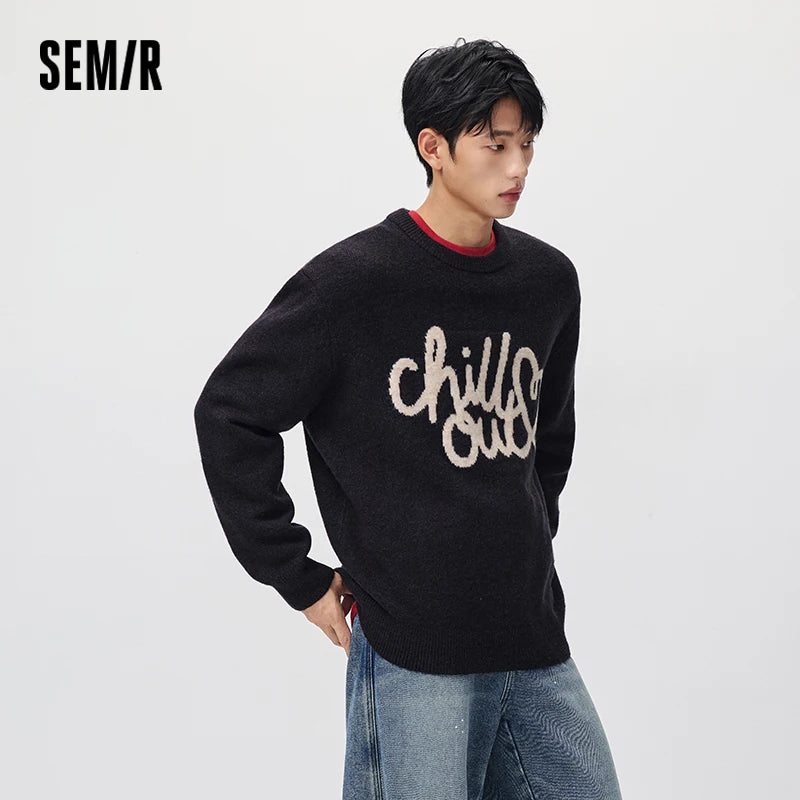 អាវយឺតប៉ាក់ Semir សម្រាប់បុរស រចនាបថទំនើប សាច់ក្រណាត់ទន់ Jacquard កមូល ឆ្នាំ២០២៦ សម្លៀកបំពាក់រដូវរងាថ្មីប្រចាំថ្ងៃ រចនាបថធម្មតាសម្រាប់ទីក្រុង