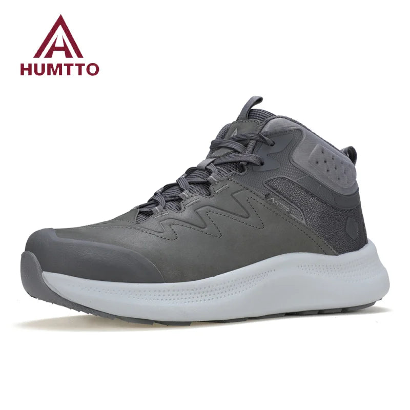 HUMTTO Outdoor Anti-slip Hiking Boots Men Mountain Sneakers Winter Keep Warm Trekking Shoes Genuine Leather Camping Sports Shoe