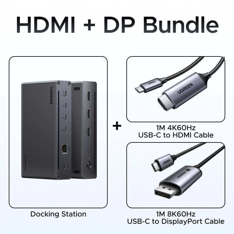UGREEN 8-in-1 Docking Station 8K30Hz Thunderbolt 4 40Gbps Dock USB3.2 Gen2 10Gbps with EU Adapter for MacBook Laptops PC USB HUB