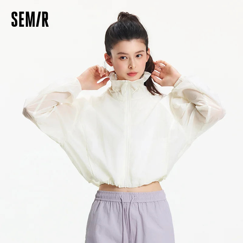Semir Womens UV Jacket 2026 Short Bud Collar Loose Fit Tops Cool Feeling Elegant Casual Style Soft Comfortable Daily Wear