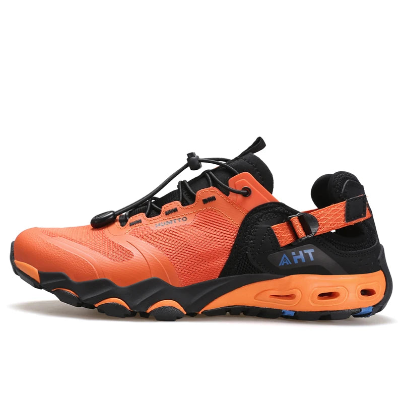 HUMTTO Hiking Shoes for Men Outdoor Summer Sneakers Trekking Barefoot Shoes Mens Breathable Quick Drying Black Beach Sandals Man