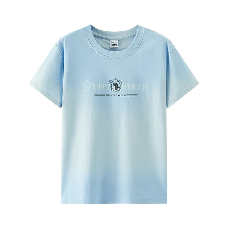 Semir Womens Tshirt 2026 Short Gradient Washed Slim Printed Sweet Cool Style Slim Fit