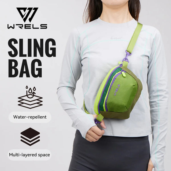 WRELS Casual Crossbody Bag Sports Travel Shoulder Bag Large Capacity Adjustable Fanny Pack Multi-function Hiking Walk Sling Bag