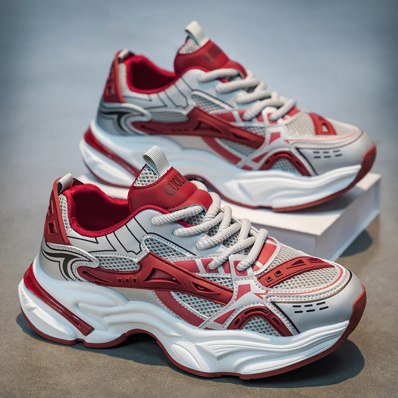 Men's mesh Chunky sneakers four seasons new soft sole outdoor running shoes fashion casual breathable light speed sports shoes