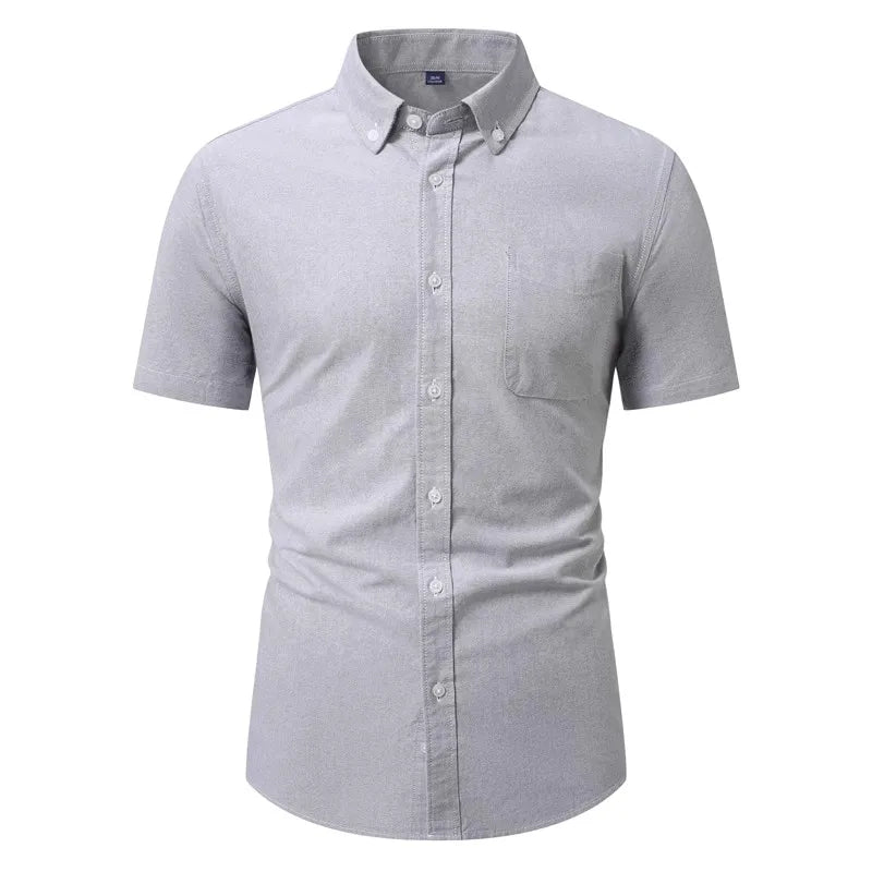 Button Down Collar Men's White Long Sleeve Cotton Shirt, Oxford Spun Business Casual Shirts,Asian Size M-4XL,Gray Blue Available