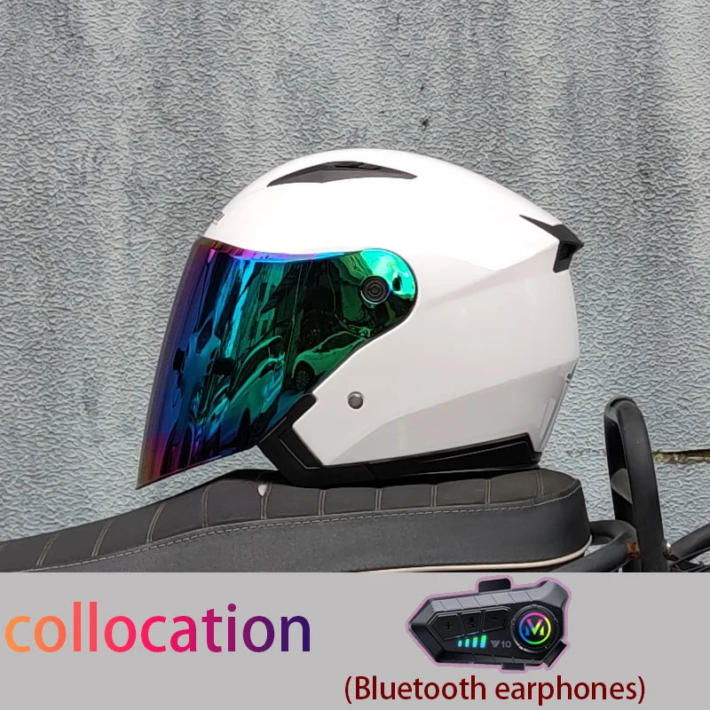 Motorcycle semi covered helmet cascos para motos with built-in sun visor Bluetooth helmet motorcycle helmet