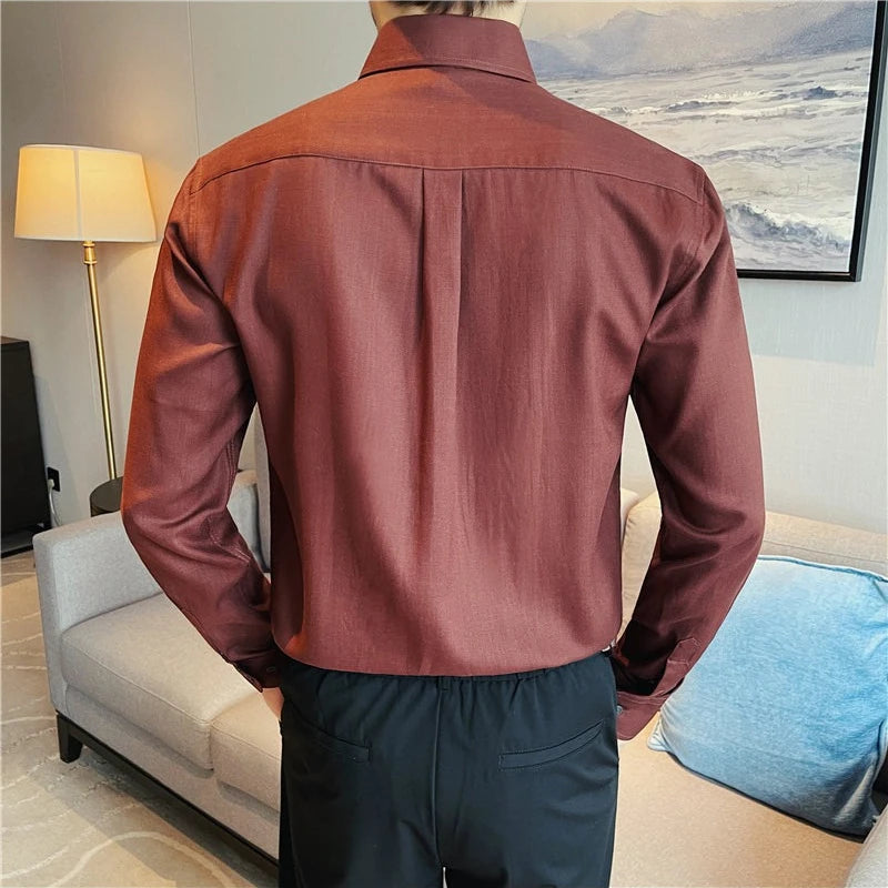 Men's 100% Lyocell Breathable Shirt – Old Money Style Hidden Placket Long Sleeve Button-Down for Business & Casual Wear