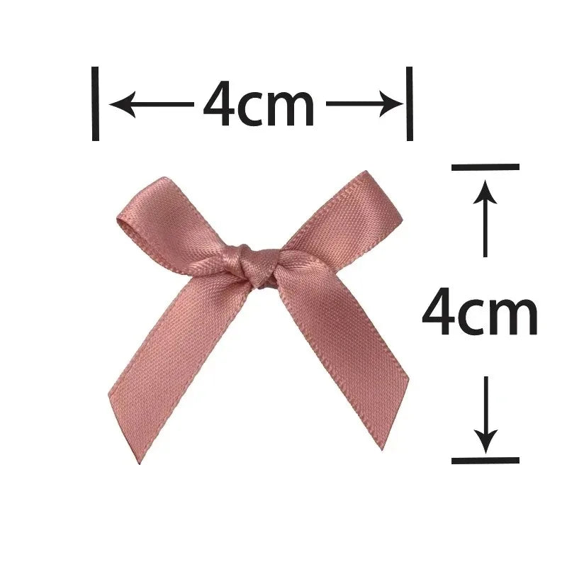 200Pcs 4*4cm Fresh Pink Satin Ribbon Bows Polyester Mini Bowknot DIY Craft Ornaments Gift Wedding Hair Decorations