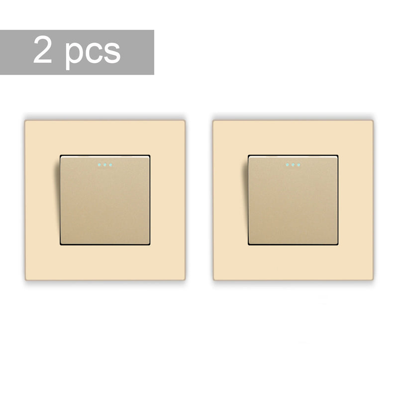BSEED 2Packs Button Light Switch 1/2/3Gang 2Way Wall Light Switch Plastic Frame Switch On Off For Stairs 10A 250V