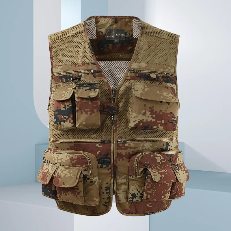 Fishing Vest Breathable Fishing Travel Mesh Vest with Zipper Pockets Summer Work Vest for Outdoor Activities