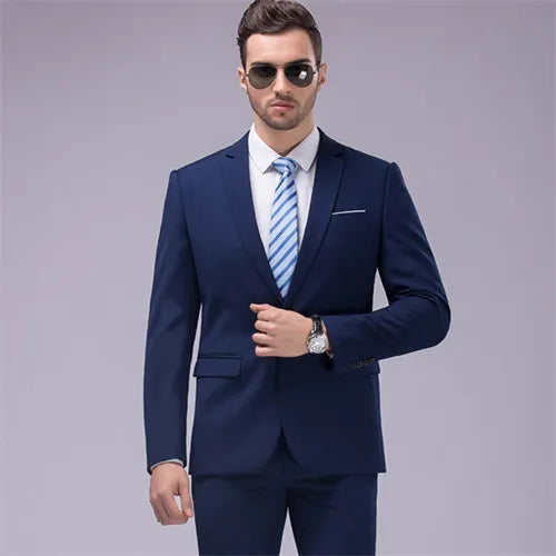 Men's Dark Green Suit Two-Piece, Asian Sizes Slim Dress Jacket and Pants,Wedding / Party Blazer Coat+Trousers Red Blue Black
