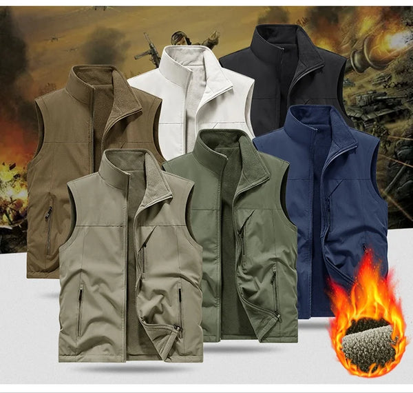 2026 Men's Vest Jacket  Outerwear Casual Style Daily New Autumn Winter Warm thickened fleece double-sided  slim fit vest