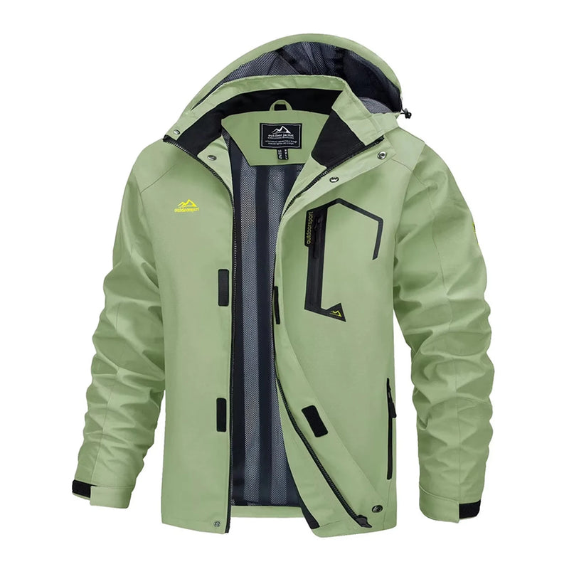 TACVASEN 2025 Lightweight Waterproof Rain Jacket Mens Mesh Lined Outdoor Windbreaker Fishing Hiking Jacket with Detachable Hood