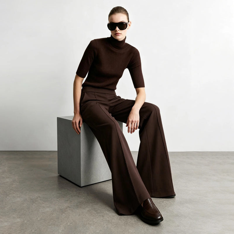 Amii Bootcut Pants Women Slimming Casual Minimalist Stretch Fit Long Trousers 2026 Autumn Embroidered Female Clothing 12613030