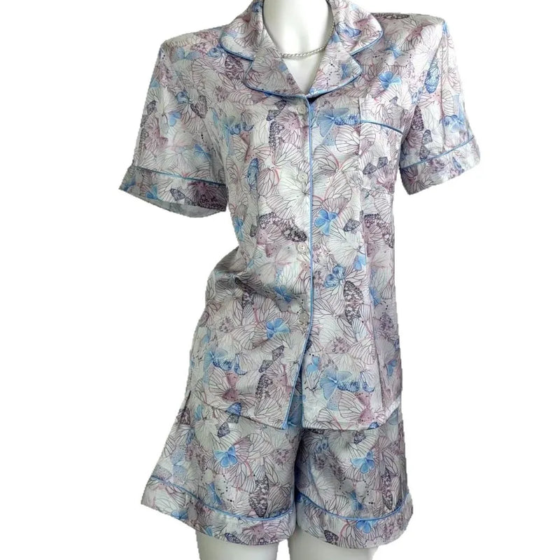 Silk Loungewear Sets Women Pajama New Summer Clothes Short Sleeve 2 Pieces Pyjama Set Nightwear for Woman Sleepwear Home Wear