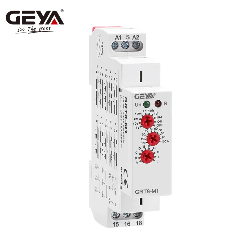 GEYA Multifunction Time Relay AC DC 12V 24V 48V 110V 220V 230V Timer Relay GRT8-M With10 Function Choices CE CB