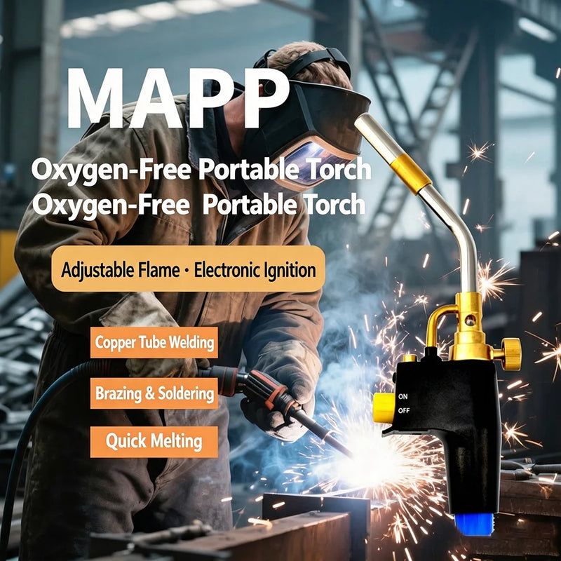 MAPP Propane Gas Welding Torches Plumbing Blow Torch Soldering Tool Brass Flame Gun Brazing Quick Fire Solder Burner