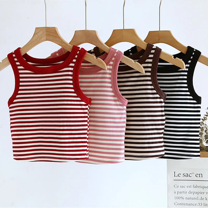 Summer Women's Pajamas T-shirt One Piece Sleepwear Vest Fashion Striped Modal Bottoming Shirt Chest Pad Sleeping Tops