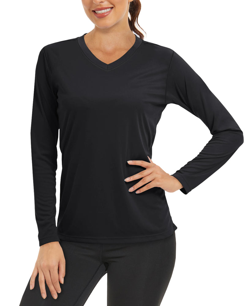 TACVASEN Summer Sun Protection Shirts UPF 50+ Womens Long Sleeve V Neck Shirts Lightweight Quick Dry Tee Shirts Outdoor Pullover